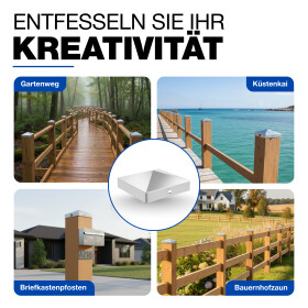 Pfostenkappe Pyramide Edelstahl 71 x 71 mm Anwendungsbereiche