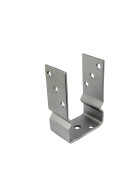 U-post support with bead for dowelling with bead, hot-dip galvanised, fork width 71 mm, with screw set DIN 571