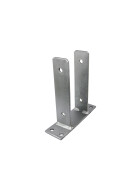 Post support for dowelling U-shaped hot-dip galvanised fork width 91 mm with screw set DIN 601
