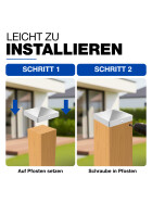 Pfostenkappe Pyramide Edelstahl 71 x 71 mm Montage