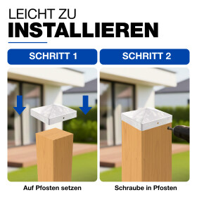 Pfostenkappe Pyramide Stahl feuerverzinkt 101 x 101 mm Montage