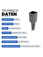 Bodenhülse zum einbetonieren Anthrazit Technische Daten