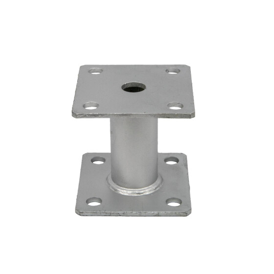Pfostenträger aufdübelbar feuerverzinkt Trägerplatte 100 x 100 mm Bodenplatte 100 x 100 mm Höhe 100 mm