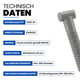 Hammerkopfschraube Schnellgewinde M14 x 82 mm feuerverzinkt