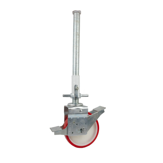 4 Gerüstrollen – Rollfuß 790 Mm, Rohr 35 Mm, Rolle 146x45 Mm, Tragkraft 750 Kg, Spindelrollen Verzinkt