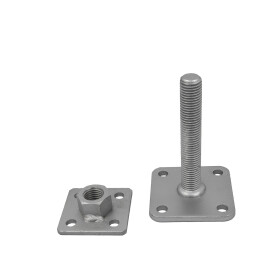Post support Alfred height-adjustable, zinc lamella coated, M24 x 150 mm, details of base plate