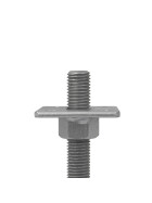 Post support Alfred height adjustable, zinc lamella coated, M24 x 150 mm, support plate 80 x 80 mm & base plate 100 x 100 mm