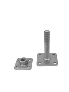 Post support Alfred height-adjustable, zinc lamella coated, M24 x 150 mm, details of base plate