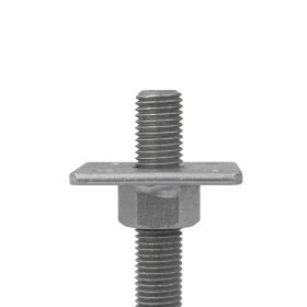 Post support Alfred height-adjustable, zinc lamella coated, M24 x 250 mm, details of base plate