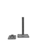 Post support Alfred height adjustable, zinc lamella coated, M30 x 250 mm, base plate 100 x 100 mm & base plate 160 x 100 mm
