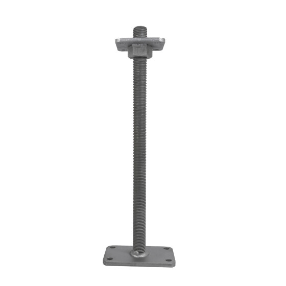 Post support height adjustable zinc lamella coated M30 x 500 mm, support plate 100 x 100 mm & base plate 160 x 100 mm