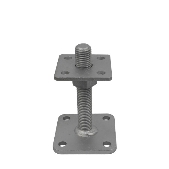 Post support Ulrich height adjustable, galvanised steel, coated, base plate 100 x 100 mm, support plate 80 x 80 mm, adjustment range 40 - 150 mm