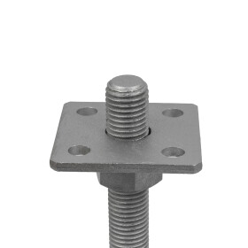 Post support Ulrich height adjustable galvanised steel floor plate 100 x 100 mm base plate 80 x 80 mm adjustment range 40 - 150 mm detail base plate