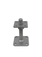 Post support Ulrich height adjustable, galvanised steel, coated, base plate 100 x 100 mm, support plate 80 x 80 mm, adjustment range 40 - 150 mm