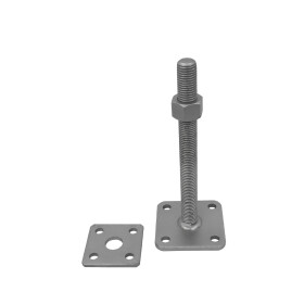 Pfostenträger Ulrich höhenverstellbar Zinklamellenbeschichtet M24 x 250 mm mit abmontierter Trägerplatte