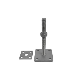 Post support Ulrich height adjustable galvanised base plate 100 x 100 mm support plate 70 x 70 mm adjustment range 30 - 180 mm individual parts