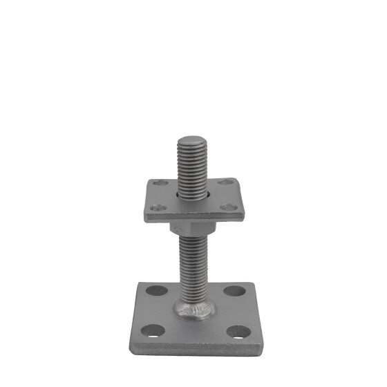 Pfostenträger Alfred höhenverstellbar feuerverzinkt Bodenplatte 70 x 70 mm Trägerplatte 50 x 50 mm Verstellbereich 30 - 80 mm