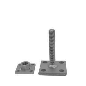 Pfostenträger Alfred höhenverstellbar feuerverzinkt Bodenplatte 70 x 70 mm Trägerplatte 50 x 50 mm Verstellbereich 30 - 80 mm Einzelteile