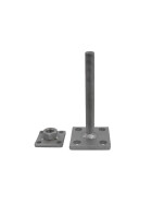 Post support Alfred height adjustable, hot-dip galvanised, base plate 70 x 70 mm, support plate 50 x 50 mm, adjustment range 30 - 130 mm, detail of individual parts