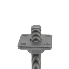 Post support Ulrich height adjustable, galvanised, base plate 70 x 70 mm, support plate 50 x 50 mm, adjustment range 30 - 130 mm, detail of support plate