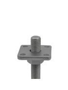 Post support Ulrich height adjustable, galvanised, base plate 70 x 70 mm, support plate 50 x 50 mm, adjustment range 30 - 130 mm, detail of support plate
