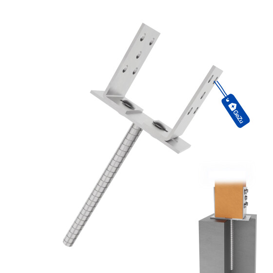 Post support adjustable with dowel for setting in concrete various lengths