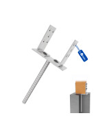 Post support adjustable with dowel for setting in concrete various lengths