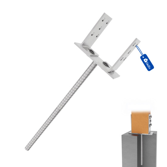 Post support adjustable 0-160 mm with 400 mm dowel for setting in concrete