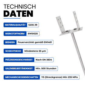 Post support adjustable 0-160 mm with 400 mm dowel different widths