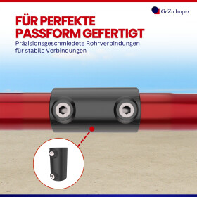 Rohrverbinder Verlängerungsstück Ø 42 mm, schwarz pulverbeschichtet Detail Schrauben