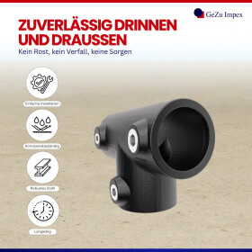 Rohrverbinder T-Stück lang Ø 42 mm, schwarz pulverbeschichtet Eigenschaften