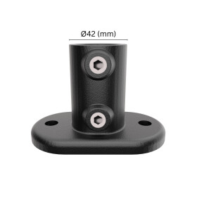 Rohrverbinder T-Stück lang Ø 42 mm, schwarz pulverbeschichtet Maße