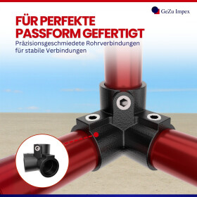 Rohrverbinder 90° Dreiweg-Eckstück Ø 42 mm, schwarz pulverbeschichtet Detail Schrauben