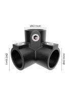 Rohrverbinder 90° Dreiweg-Eckstück Ø 42 mm, schwarz pulverbeschichtet Maße