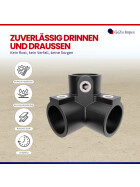 Rohrverbinder 90° Dreiweg-Eckstück Ø 42 mm, schwarz pulverbeschichtet Eigenschaften