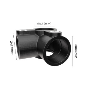 Rohrverbinder Eckstück durchgehend Ø 42 mm, schwarz pulverbeschichtet Maße