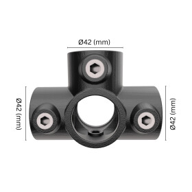 Rohrverbinder T-Stück Ø 42 mm, schwarz pulverbeschichtet Maße