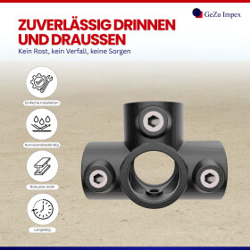 Rohrverbinder T-Stück Ø 42 mm, schwarz pulverbeschichtet Eigenschaften