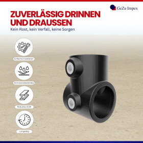 Rohrverbinder T-Stück kurz Ø 42 mm, schwarz pulverbeschichtet Eigenschaften