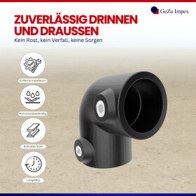 Rohrverbinder 90° Bogen Ø 42 mm, schwarz pulverbeschichtet Eigenschaften