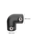 Rohrverbinder 90° Bogen Ø 42 mm, schwarz pulverbeschichtet Maße