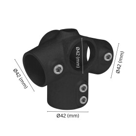 Rohrverbinder 27 1/2 ° Traufentopstück Ø 42 mm, schwarz pulverbeschichtet Maße
