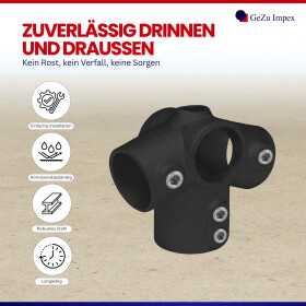 Rohrverbinder 27 1/2 ° Traufentopstück Ø 42 mm, schwarz pulverbeschichtet Eigenschaften