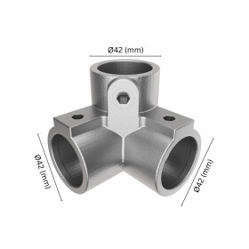 Rohrverbinder 90° Dreiweg-Eckstück Ø 42 mm, feuerverzinkt Maße