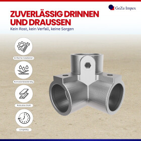 Rohrverbinder 90° Dreiweg-Eckstück Ø 42 mm, feuerverzinkt Eigenschaften