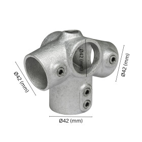 Rohrverbinder 27 1/2 ° Traufentopstück Ø 42 mm, feuerverzinkt Maße