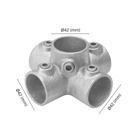 Rohrverbinder Kreuzstück für Stützrohr Ø 42 mm, feuerverzinkt Maße