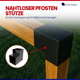 Post corner for 2 timbers 81 x 81 mm, black powder coated