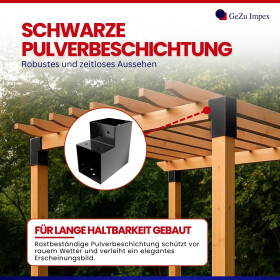 Post corner for 2 timbers 81 x 81 mm, black powder coated