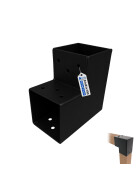 Post corner Beam connector for 2 beams 81 x 81 mm black powder coated